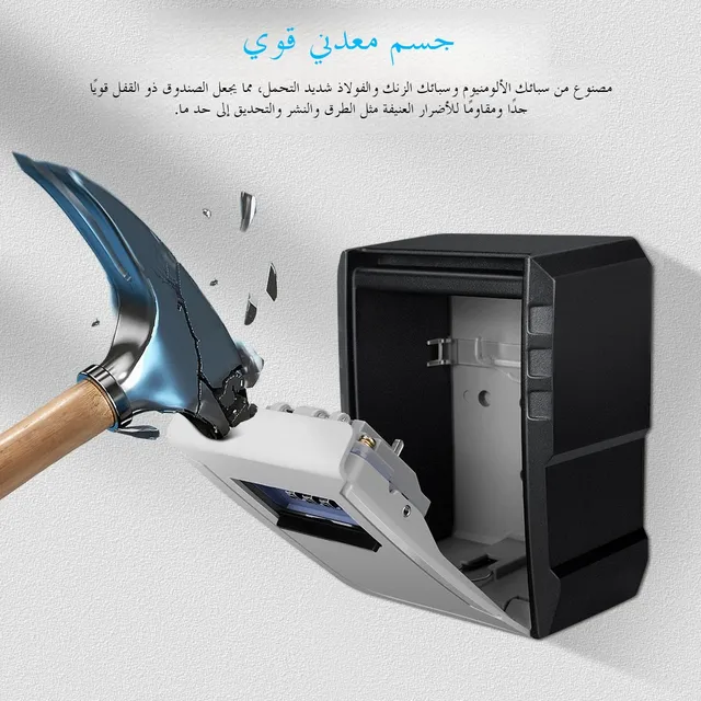 Awapow Metal Password Key Box Wall Mounted 4 Digits Password Lock Storage Box Waterproof Anti Theft Large Capacity Safe Keybox 3