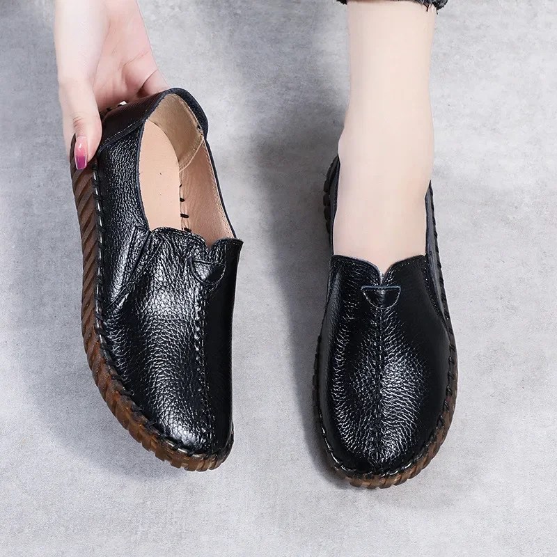 Waterproof Loafers Wide Width Women's Driving Shoes Woman Black Genuine Leather Flats Red Designer Loafers Women White Moccasins