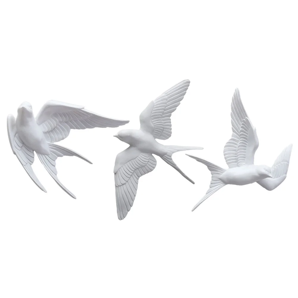 

3 Pcs Nordic Living Room Wall Decoration Pendant Swallow Three-dimensional Bird Decorative Crafts Where Model Swallows