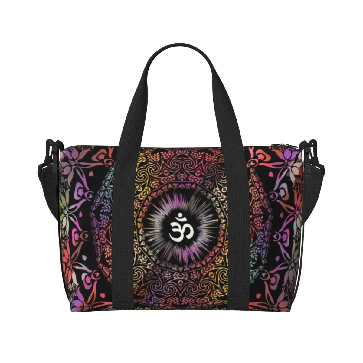 Mandala Om Buddhism Aum Beach Tote Bag Women Extra Large Gym Carry On Zen Yoga Meditation Travel Shopping Bags