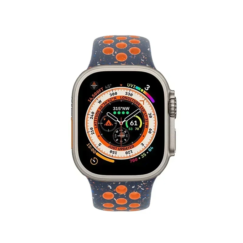 

For IWatch 9 8 7 6 5 SE Ultra 2 Original Sport Rubber Strap for Apple Watch Band 45mm 44mm 42mm 38mm Colored Particles Band