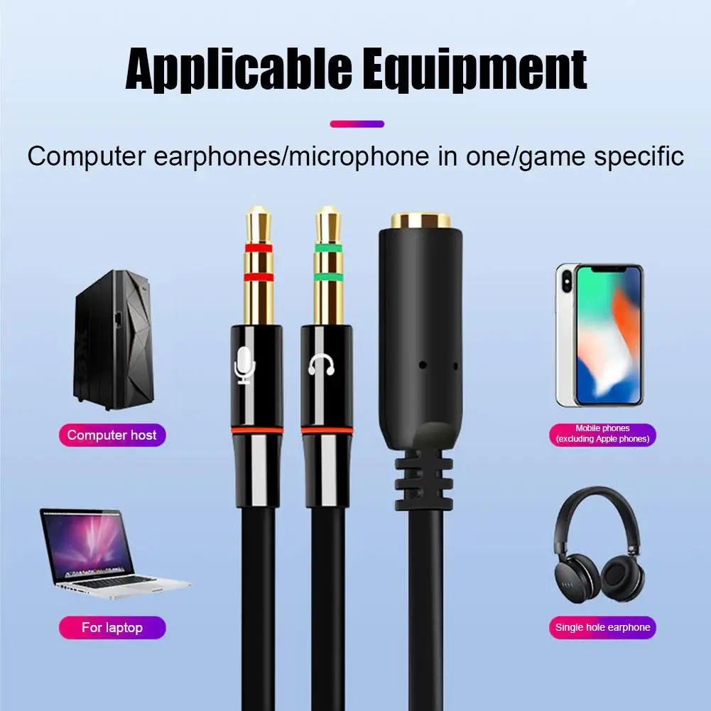 Computer Headphone Adapters Audio Cable 2-in-1 Adapters Cable Mobile Phone Microphone Converter Splitter Microphone Converter - 6