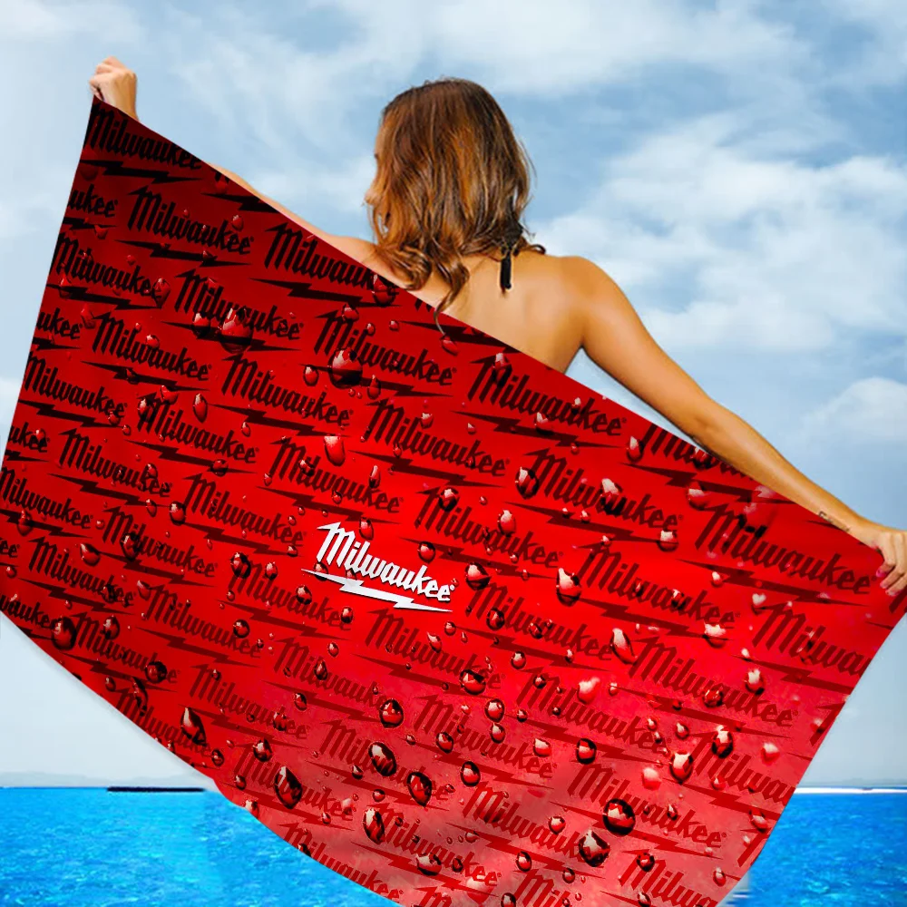 M-Milwaukee-S LOGO Microfiber Printed Beach Towel Mountain Climbing Yoga Beach Swimming Running Absorbent Soft Towel 5
