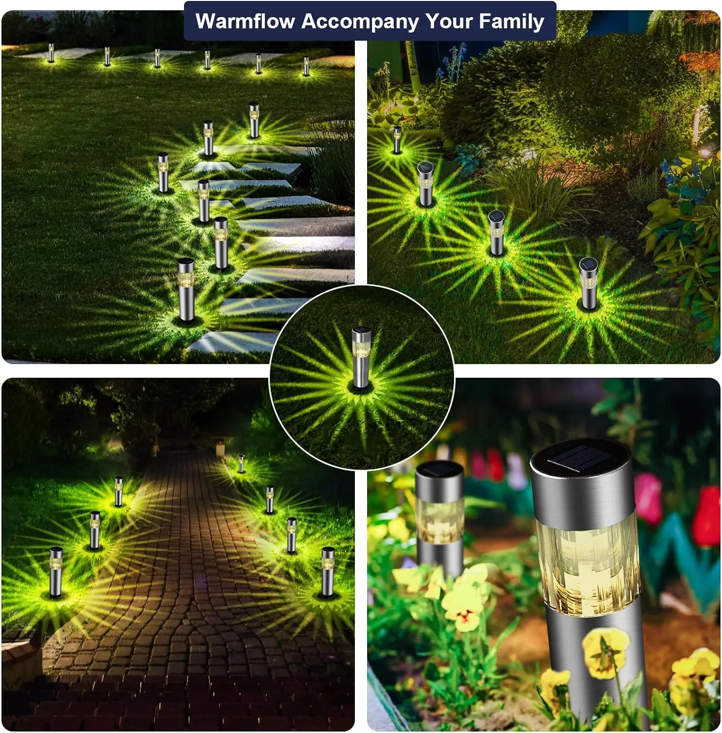 Solar Garden Pathway Lights Outdoor Waterproof LED Stainless Steel Lawn Light for Patio Gardens Pathways Lawn Yard 1-8 Pcs