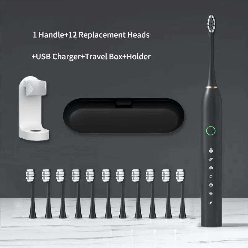 thumbnail image 1 of Cepillos de dientes eléctricos sónicos de moda, recargables por USB para adultos, cepillo de dientes electrónico, blanqueador de dientes, temporizador inteligente, resistente al agua IPX7, 1 of 4