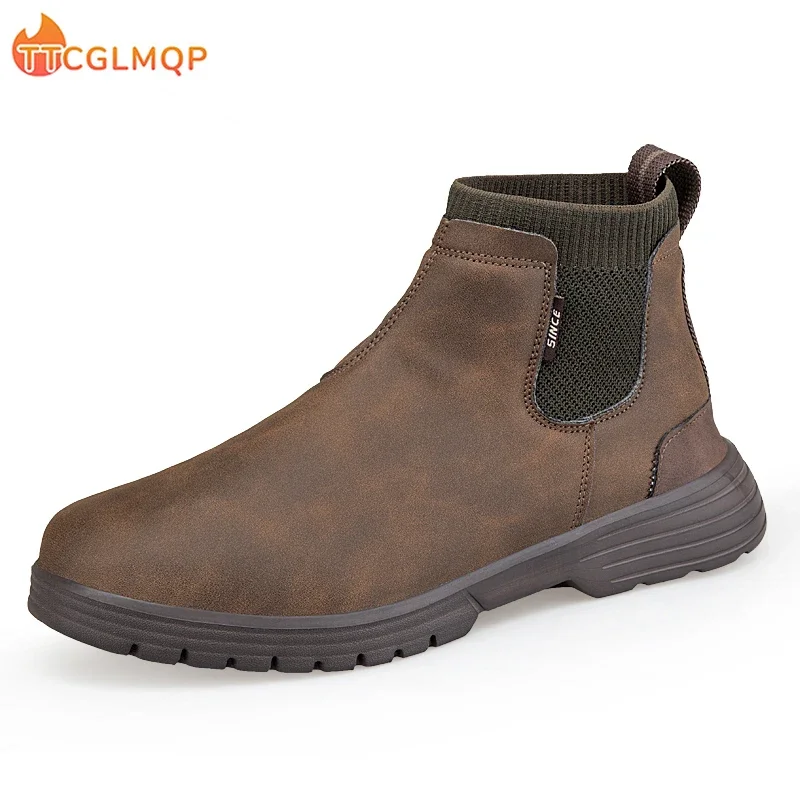 

New Men's Boots Leather Waterproof Men Chelsea Boots Brand Designer Italy Dress Boots Fashion Men Business Ankle Boot Big Size