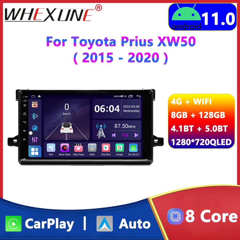 

For Toyota Prius XW50 2015-2020 Android 11 Car Radio 2 Din Stereo Multimedia Video Player 9 Inch GPS Navigator Auto WIFI Carplay
