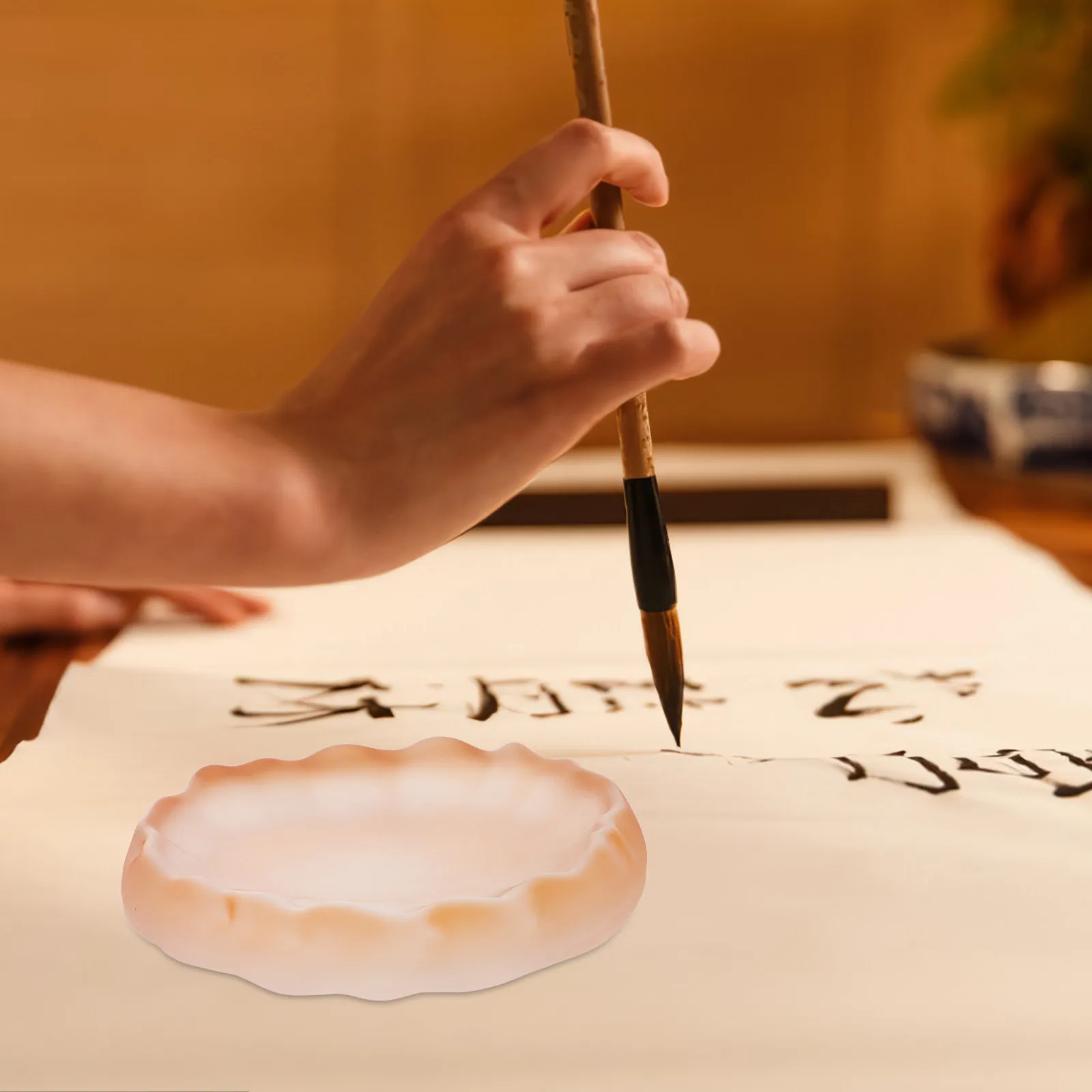 캘리그래피 문구류 유리 잉크 접시 컴팩트하고 튼튼하며 기능적인 페인트 브러시 세척용 잉크 접시 브러시 펜 세트