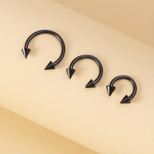 1PCS 6/8/10mm Men Spike Nose Septum Piercing Ring Horseshoe Piercing Lip Ear Ring 16G Jewelry For Women Stainless Steel 2