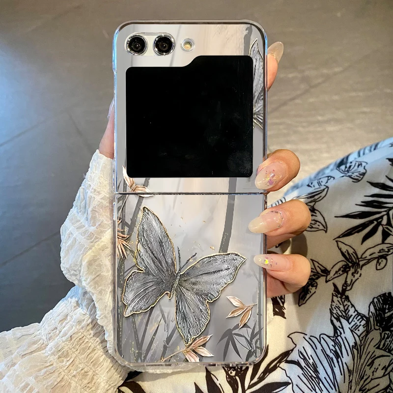 Pink Rose Flowers Clear Folding Hard Cover Phone Case