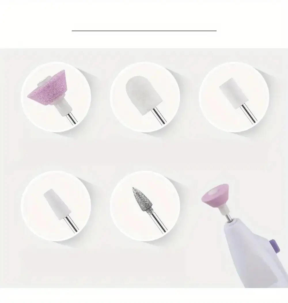 5in1 Electric Nail File Set Portable For Acrylic Nails Fake Nail Tips Cuticle Trimmer Nipper Cutter Cuticle Pusher Manicure Tool 5