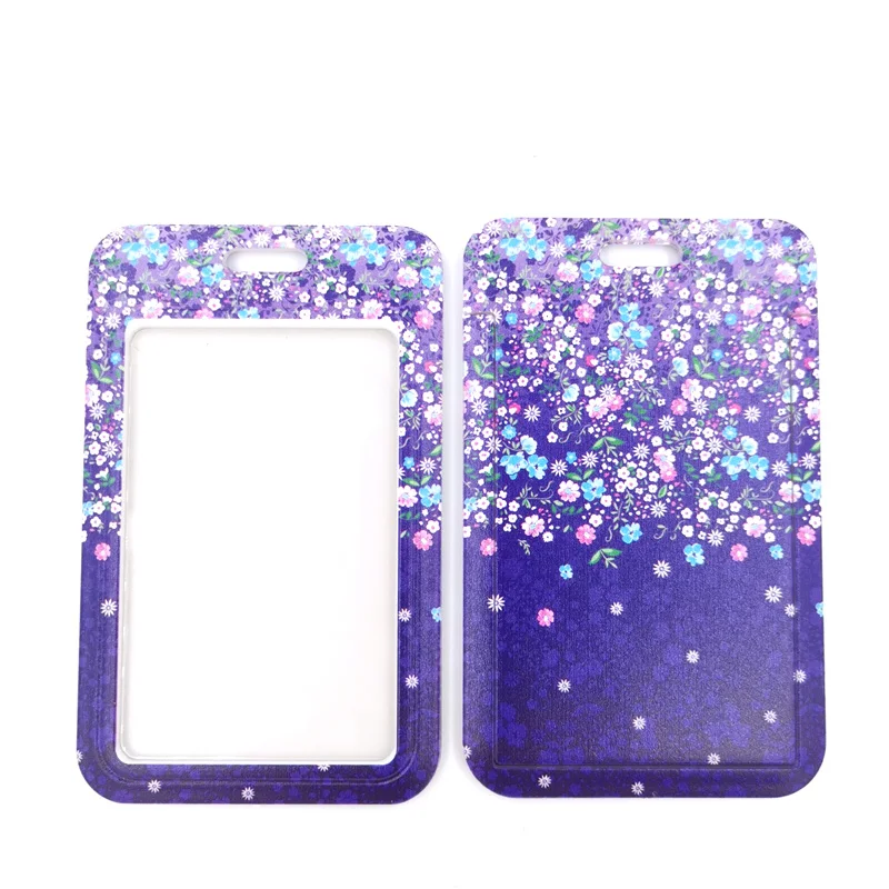 Purple Flowers Art Flowers Plants Fashion Lanyards Bus ID Name Work Card Holder Accessories Decorations Kids Couple Gifts