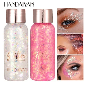Heallor With Smear Spoon Multifunctional Eye Glitter Nail Hair Body Face Glitter Gel Art Flash Loose Sequins Cream Festival Glit