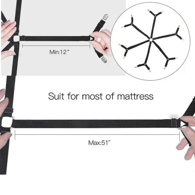 12 Clips Elastic Bed Sheet Clips, Sheet Fasteners for Slip-Resistant Bedding, Sofa Covers and Blankets, Household Tools 4