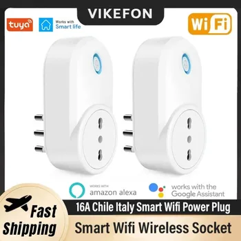 Tuya 16A Chile Italy Smart Wifi Power Plug Smart Wifi Wireless Socket Outlet Work with Alexa Google Home Assistant SmartLife APP