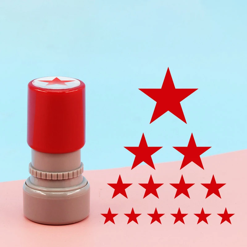 1PC School Teachers Family Use Red Five-pointed Star Stamp Encourage Children Teaching Award Stamp Automatic Ink self ink stamps