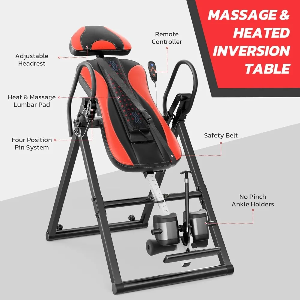 2025 Advanced Inversion Table with Massage and Heat Therapy for Back Pain Relief featuring Remote Control
