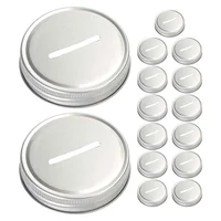 15Pcs Tinplate Covers Mason Jar Coin Bank Canning Lids Money Jar Caps Wide Mouth Jar Lids Regular Mouth Jars Home Decor Money 1
