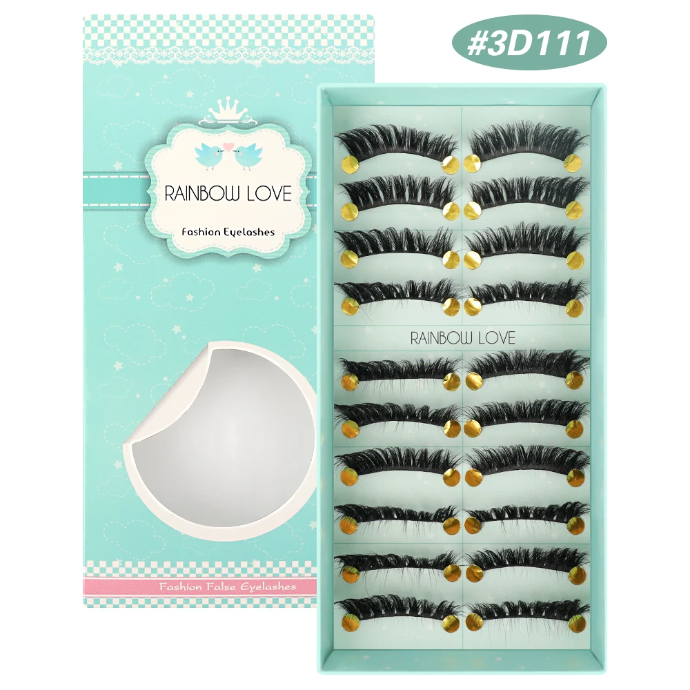 3D 10 Pairs Faux Mink Lashes Fluffy Soft Wispy Volume Natural Long False Eyelashes Eyelash Extension Reusa_voghion.com