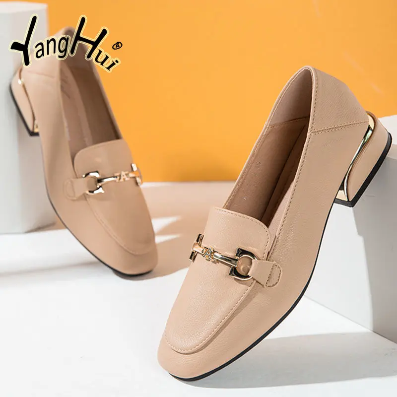 

Туфли-лодочки женские на толстом квадратном каблуке, с круглым носком