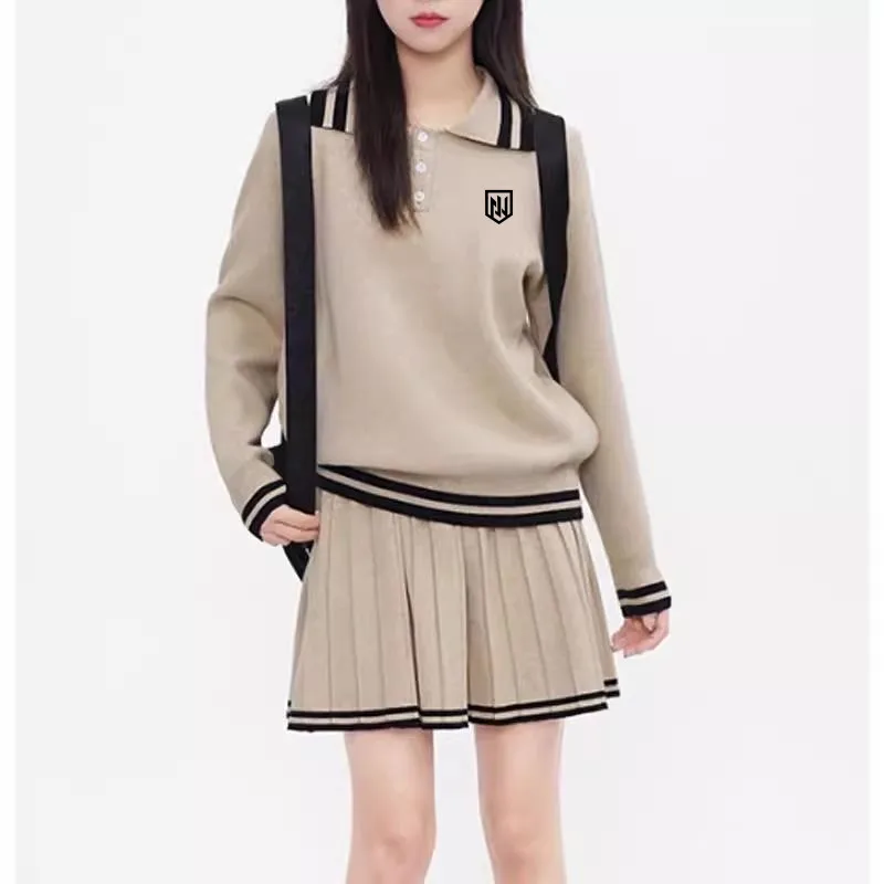 Golf Suits Women Golf Wear Autumn New Two Piece Set Fashion Knit Polo Shirt Skirt Women Clothes