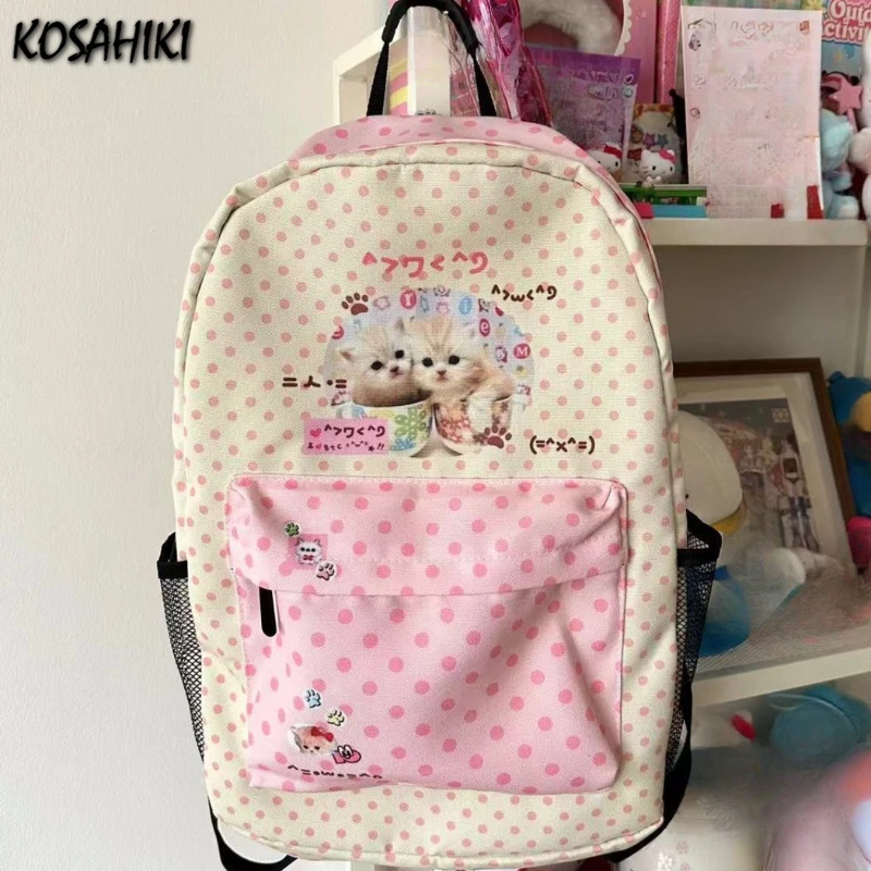 รูปสินค้า กระเป๋าเป้ Y2K ลายแมวหวาน ความจุสูง น่ารัก