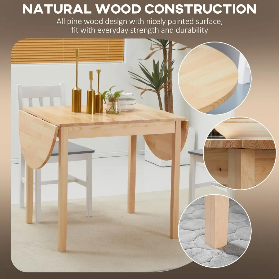 55 Solid Wood Kitchen Table for 46 People Oval Drop Leaf Tables for Small Spaces Folding Dining Table Natural