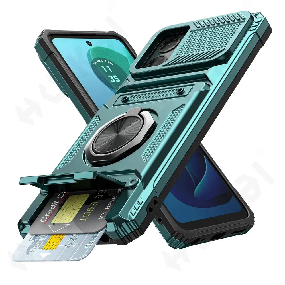 Rotating Ring Kickstand Protective Wallet Cover with Enhanced Durability