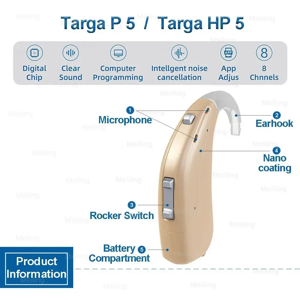Original Rexton targa P5 HP5 behind-the-ear hearing aid 8-channel digital hearing aid suitable for patients with different degre 2