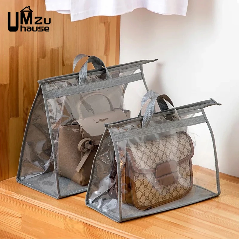 Handbag Storage Bag with Handle Hanging Zipper Large Purse Dustproof Cover  Clear Portable Pouch Protector Case Closet Organizers