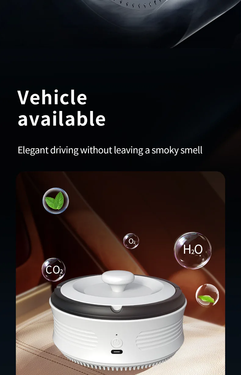 Posacenere Purificatore D'Aria 2 In 1 - Senza Fumo, Con Aromaterapia - Grigio, Per Casa E Auto - Foto 3
