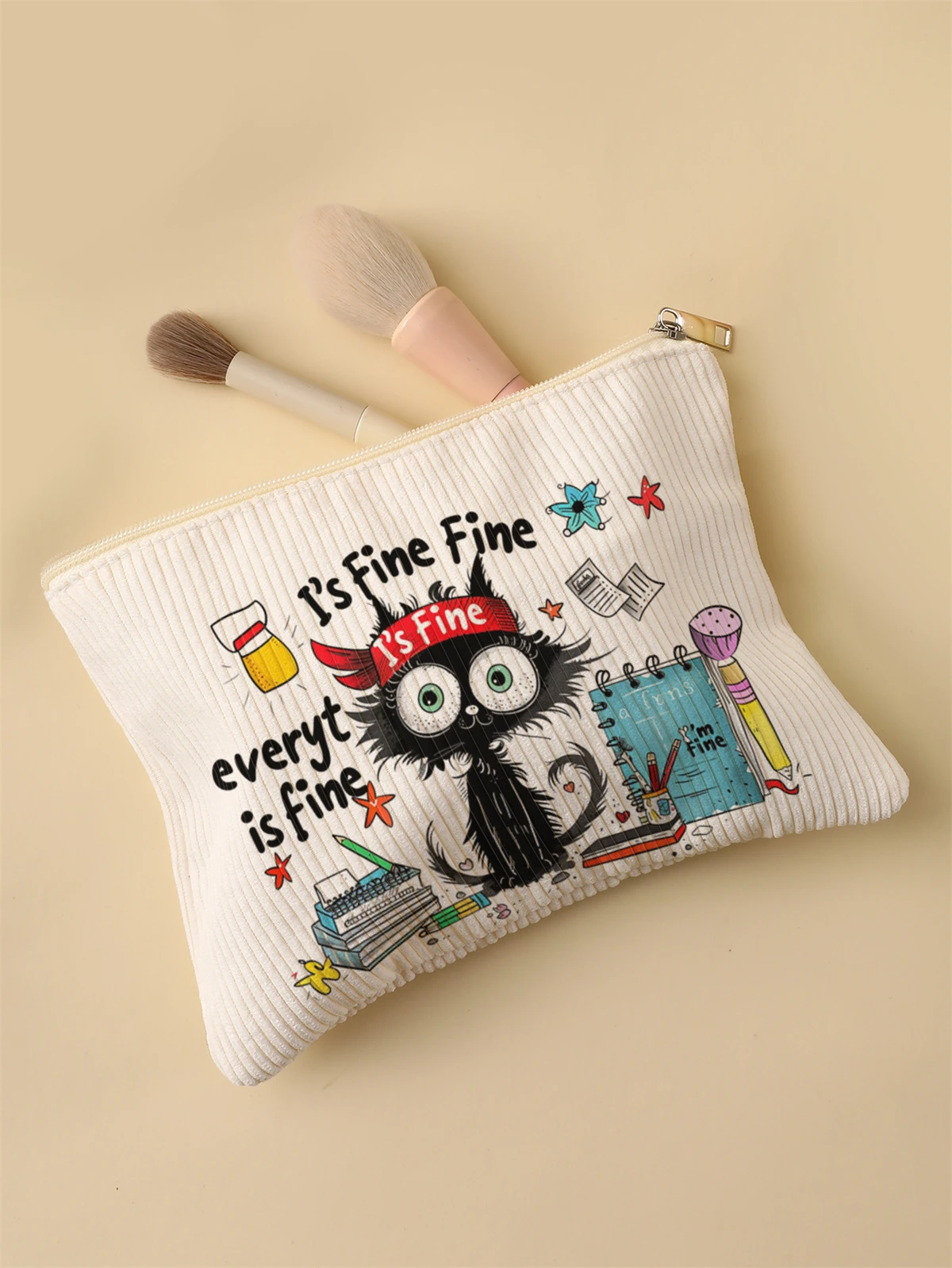 Corduroy Travel Cosmetic Bag Portable Makeup Storage Bag Purses Women Large Capacity Zipper Make Up Organizer Storage Clutch