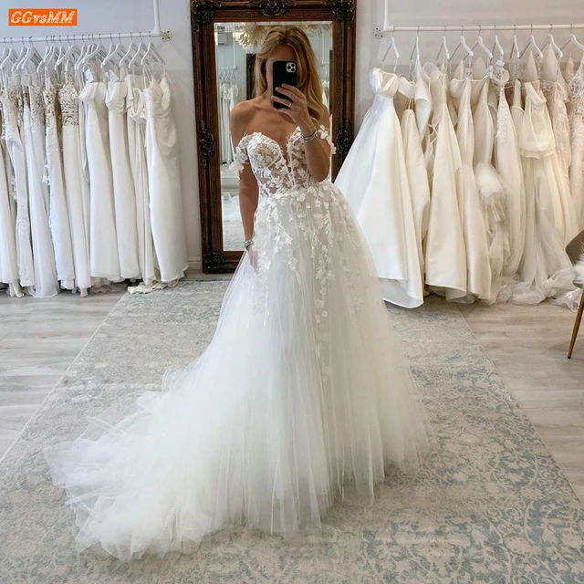 Vestido de noiva de renda e tule, vestido de noiva princesa, feito sob  medida, 2023 - AliExpress