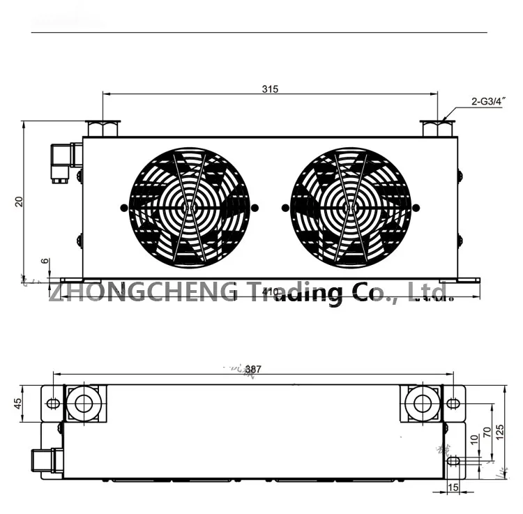 AH0608TL-CA Hydraulic Air Cooler Air Cooled Oil Radiator AF Series Plate-Fin Hyd