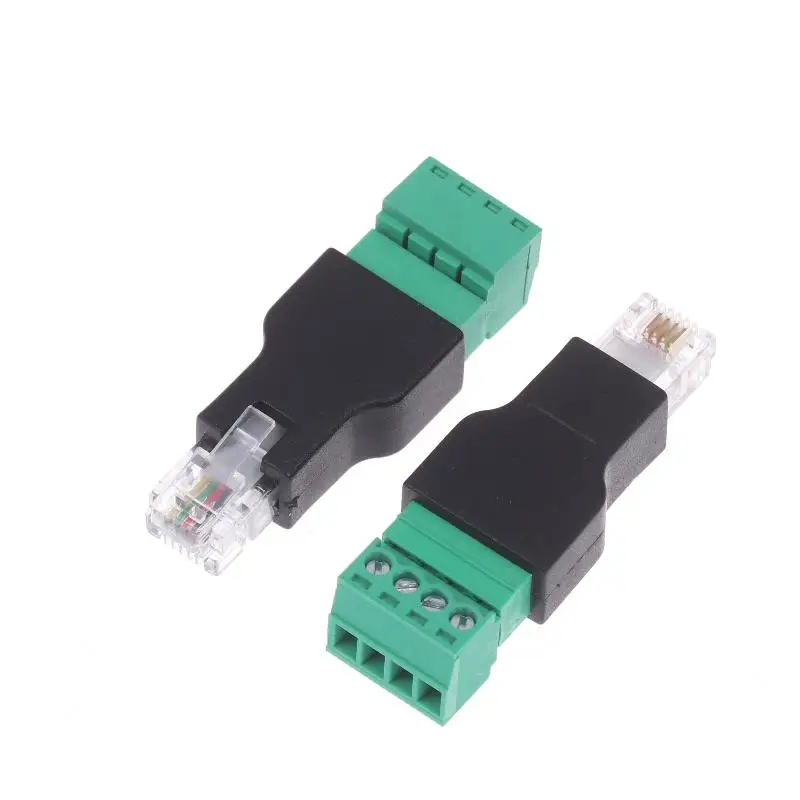 1/2Pcs 6P4C 남성-4핀 나사 터미널 RJ11 이더넷 커넥터 변환기(전화 수신기용) 연장 케이블 어댑터