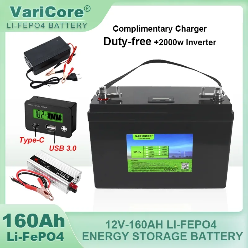 12V/12.8v 120ah 180ah LiFePO4 Battery Outdoors Touring Car Multifunctional USB T