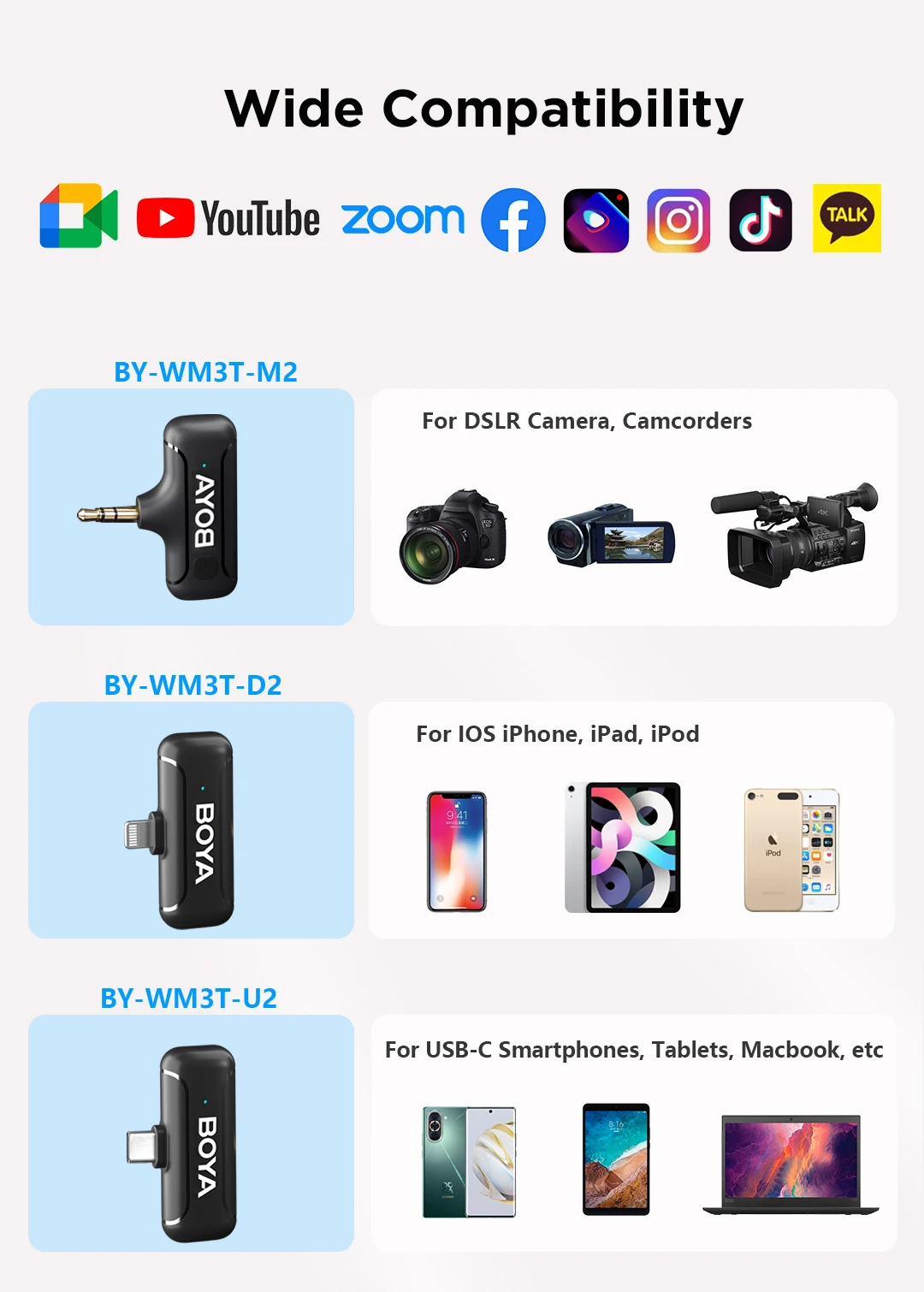 BOYA BY-WM3T-U2 Mini 2.4GHz Wireless Microphone description image 8