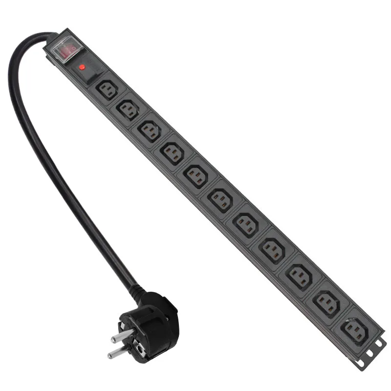

Network Rack PDU aluminium alloy Power Strip socket 11 Ways C13 output With overload protection 2m extension cable