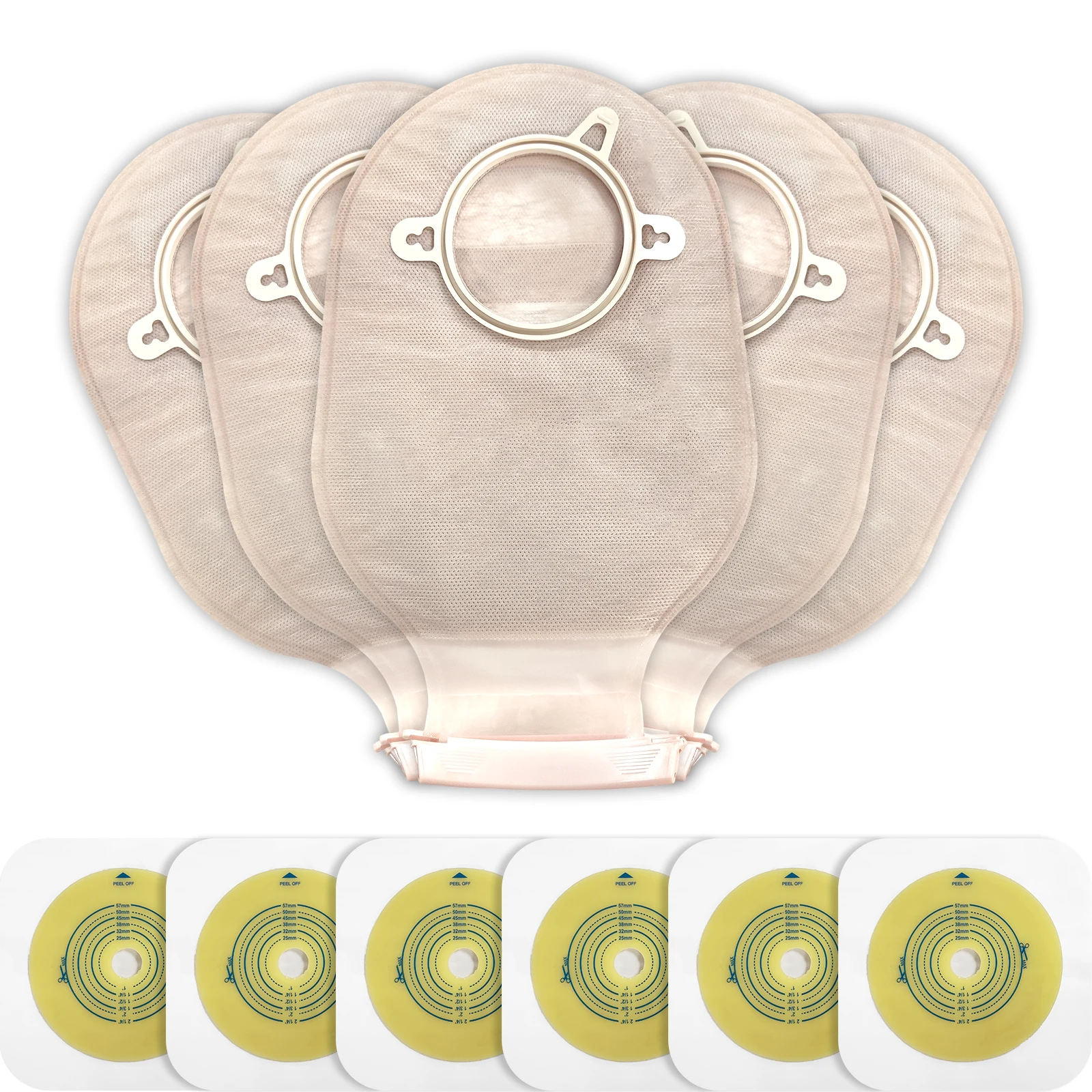 only 10pcs barriers or 15pcs bags+6pcs barriers Two Piece Colostomy Bags with Clamp Clip for Ostomy Patient Care