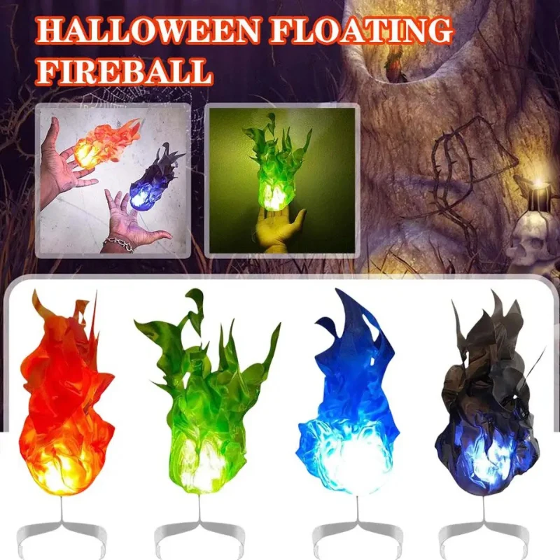 Led Floating Fire Flame Burning Ball Funny Terror Fireball Puntelli Decorazione Del Partito Magical Trick Light Decorazione Della Casa Di Halloween