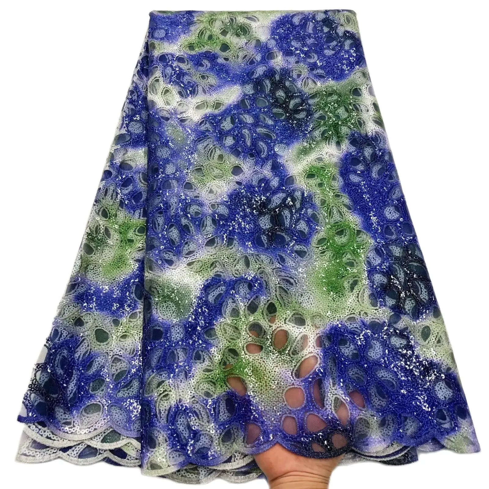 

African Embroidery Organza Lace Fabrics for Women Dress, 5 Yards