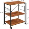 Mr IRONSTONE Microwave Cart 23.7'' for Small Space, 3-Tier Coffee Cart Rolling Kitchen Utility cart Microwave Stand on Wheels, V 6
