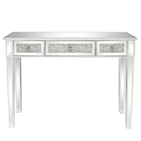 Silver MDF Mirror Surface Broken Glass Three Pumping Computer Desk 1