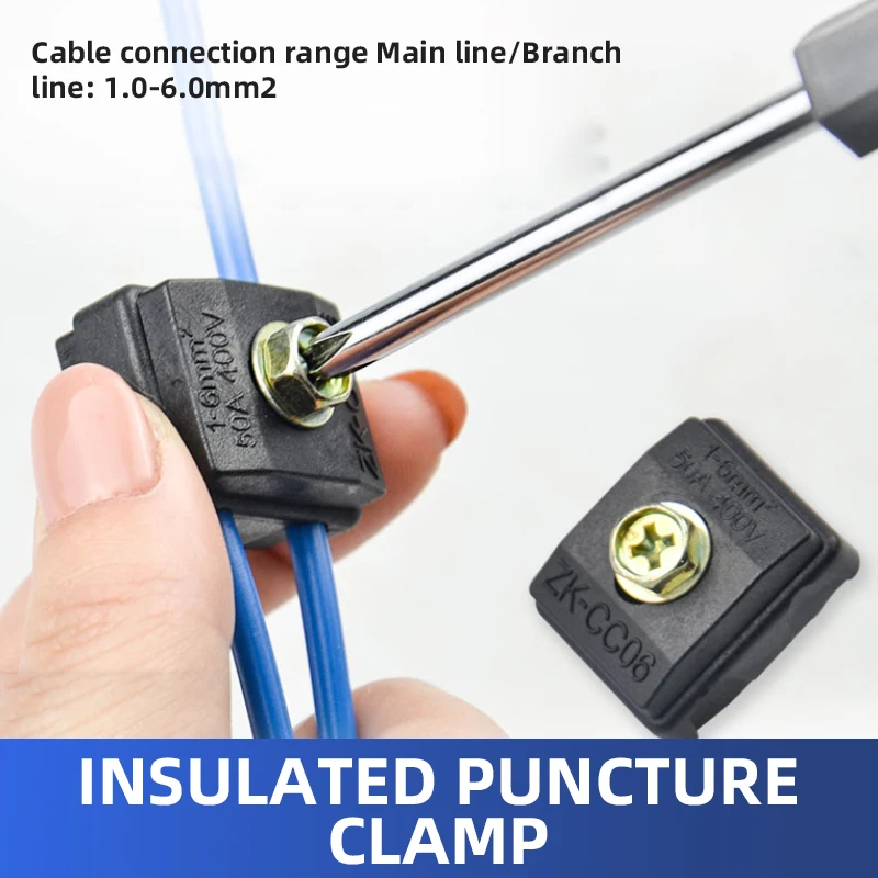 Description Picture 2 of item50A Insulated Puncture Wire Clip 400V Break-proof T-shaped Terminal Splitter Wire Clamp Connector Suit for 0.75-6 Square Wire