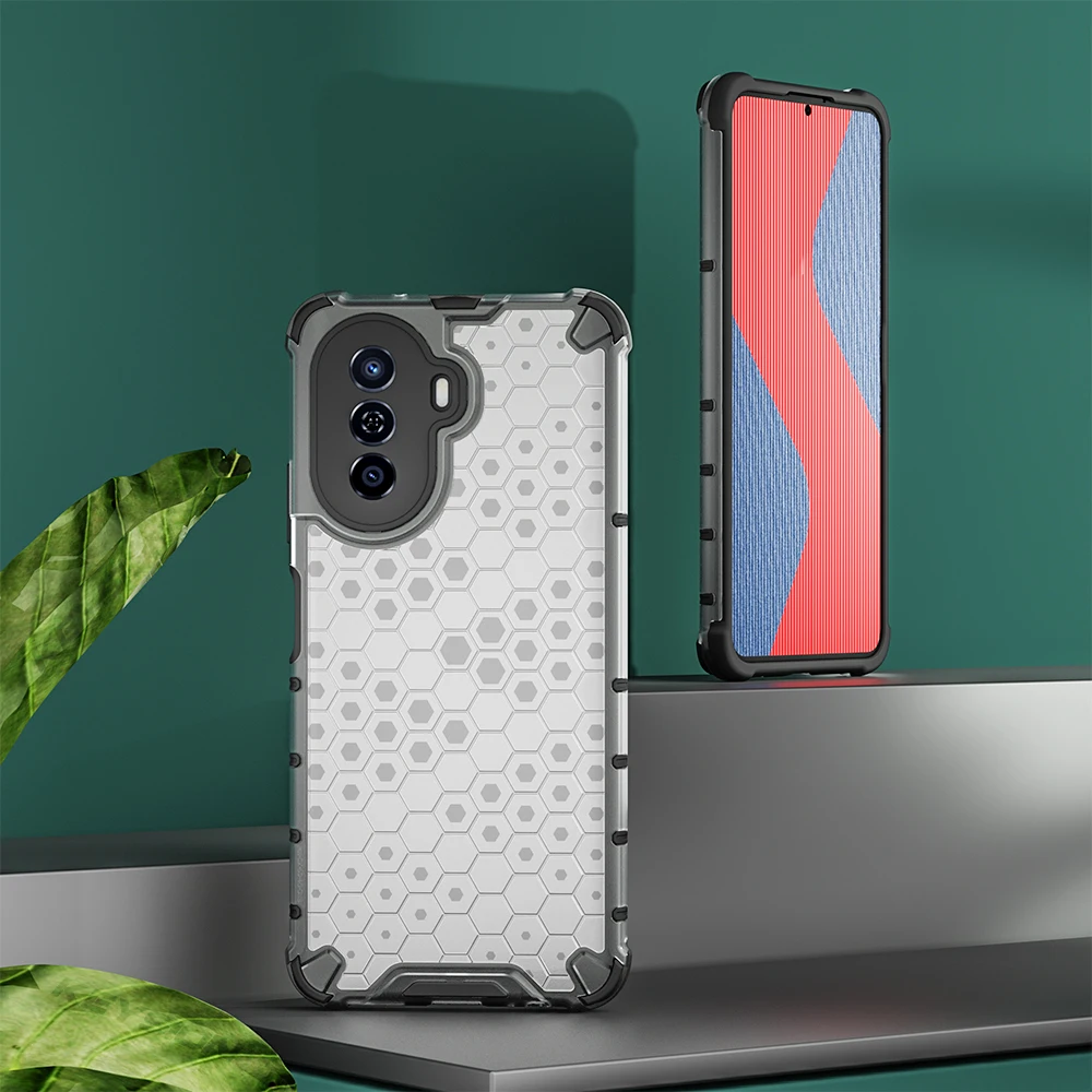 Shockproof Phone Case For Huawei Nova Y70 Transparent Honeycomb_voghion.com