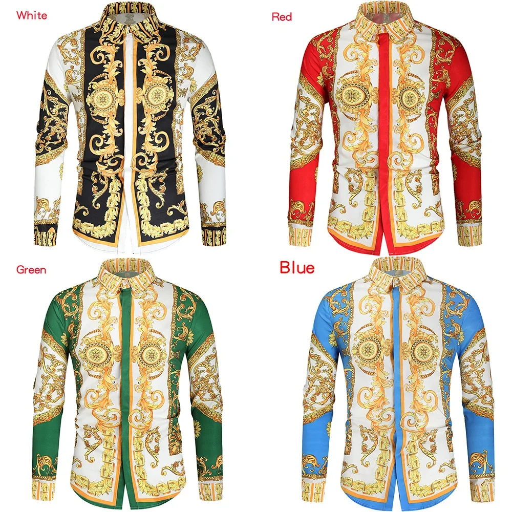 Luxury Long Sleeve Men Royal Paisley Print Shirt Causal Fashion Trends Party Nightclub Wear Tuxedo Dress Shirts Male Blusas Tops spring autumn men s silk scarf classic red paisley jacquard 160 50cm suit accessories wedding business gifts party barry wang