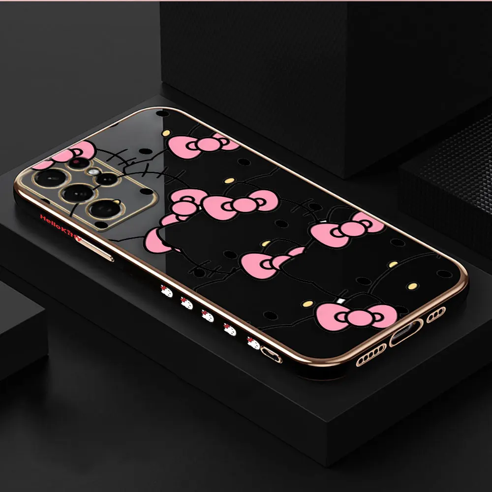 thumbnail image 1 of Smooth E-TPU Phone Case For Samsung Galaxy S24 S23 S22 S21 S20 FE S10 S9 A01 A02 A03 PLUS ULTRA 5G Case Pink Art Hello Kitty Cat, 1 of 5