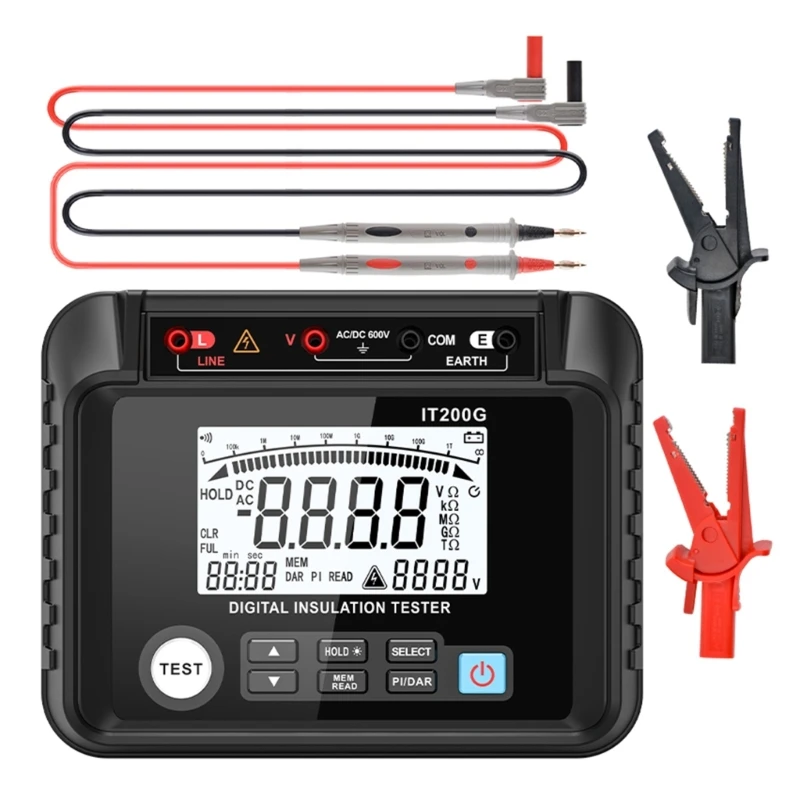 

MESTEK Megohmmeter Meter Digital Insulation Resistance Tester LCD Display Megohm Meter with Data Hold Backlit Dropship