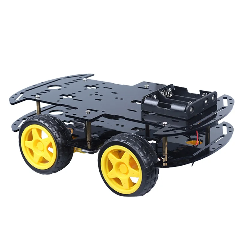 Kit Robot Tank 4WD Arduino - Châssis Acrylique Noir 6V