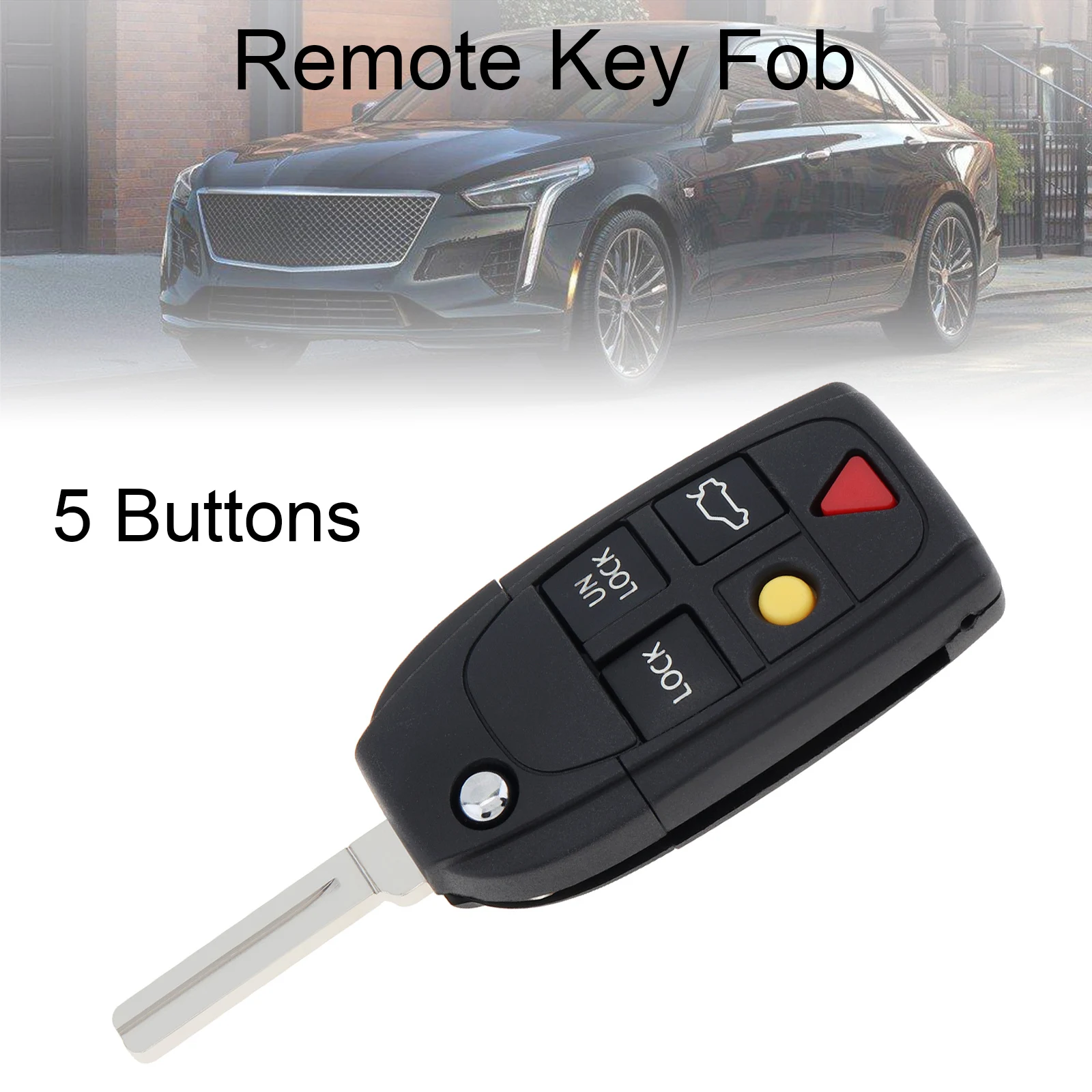 

5 Buttons Car Key Fob Case Shell Replacement Flip Folding Remote Cover Car Key Accessories Fit for VOLVO S60 S80 V70 XC90